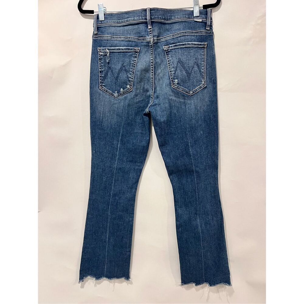 MOTHER Blue Distressed Cropped Ankle Jeans - Picture 6 of 10